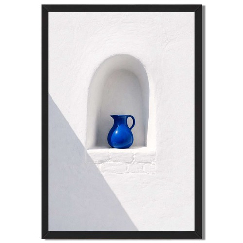 Blue pitcher framed canvas - blue,